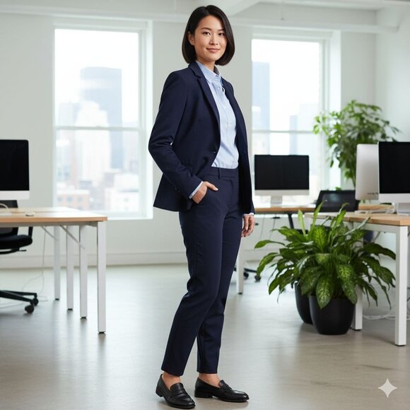 J.Crew Arcadia 2 Button Navy Cotton Blend Blazer Closet Staple Size 0 - Picture 4 of 7